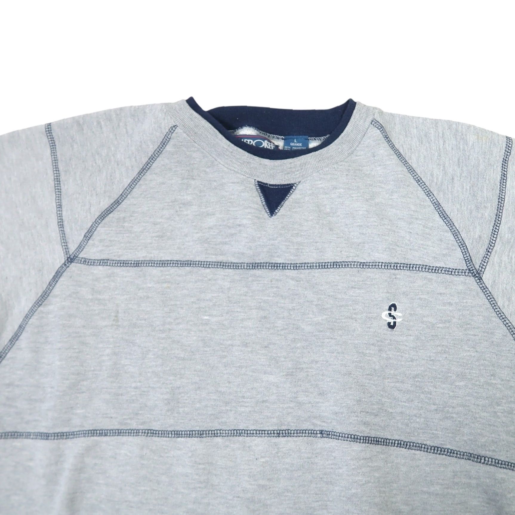 Cherokee VINTAGE Cherokee Sweatshirt Crew Neck Striped Mens L 90s Gray Navy Size US L / EU 52-54 / 3 - 2 Thumbnail
