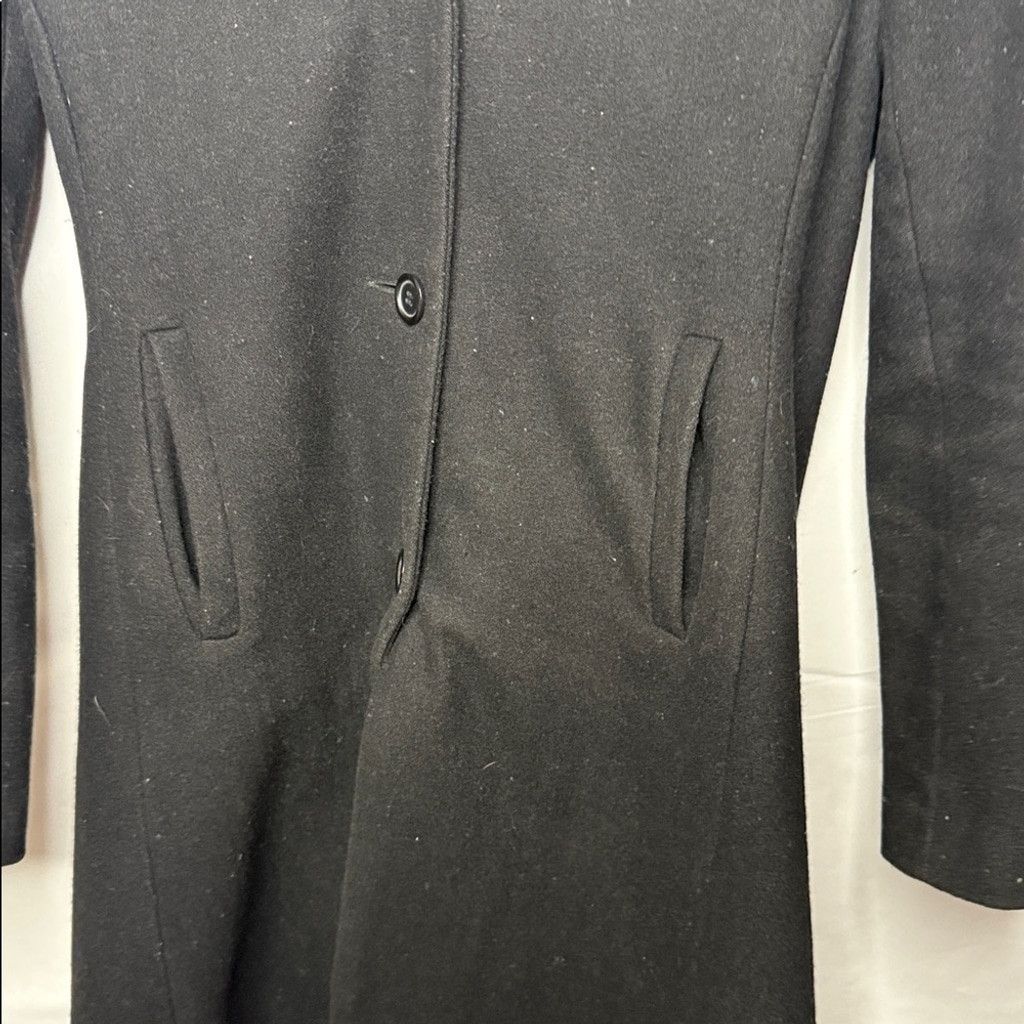 The Unbranded Brand Juliana Celini black 55% wool trench style coat jacket sz XS Size XS / US 0-2 / IT 36-38 - 3 Thumbnail