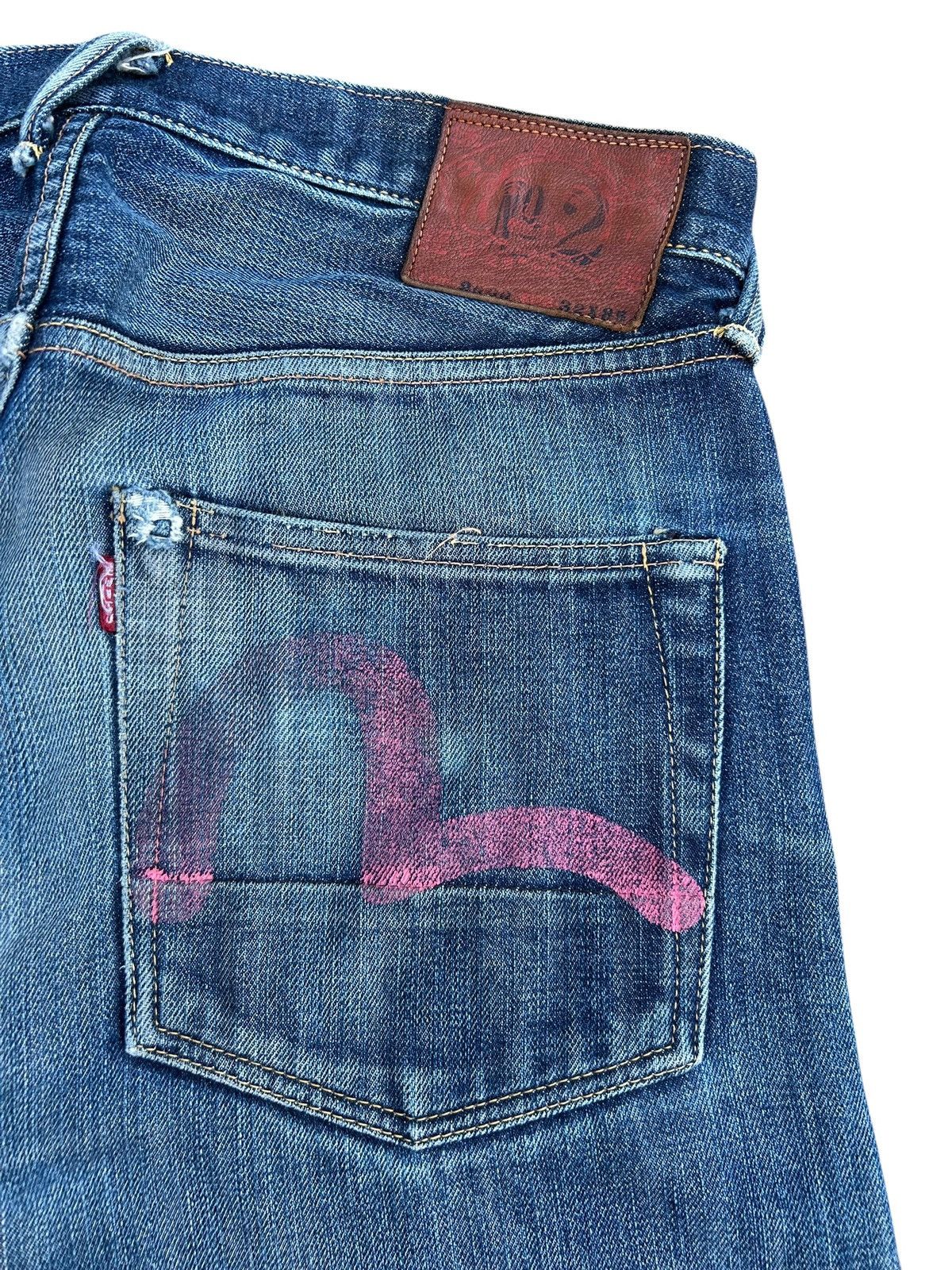 Kapital Thrashed Vintage Evisu Selvedge Denim Jeans Size US 32 / EU 48 - 5 Thumbnail