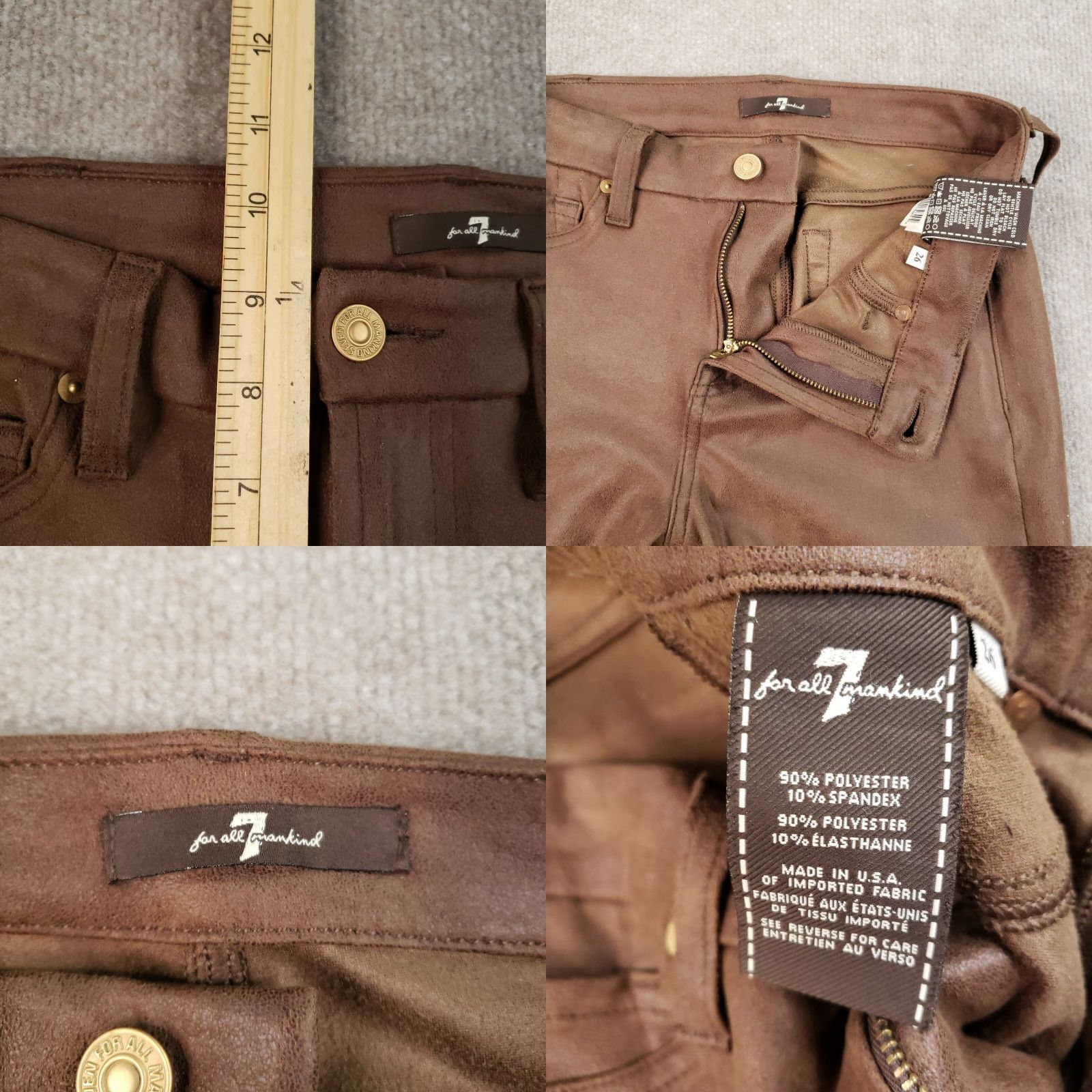 7 For All Mankind 7 For All Mankind Leggings Pants Womens Size 26 Brown Faux Suede Leather Ankle Shirt? Size 26" / US 2 / IT 38 - 8 Thumbnail