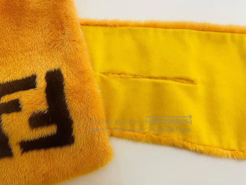 Fendi Fendi size 128x17.5cm FF Letter Mink Fur Scarf, Orange Yell Size ONE SIZE - 3 Thumbnail