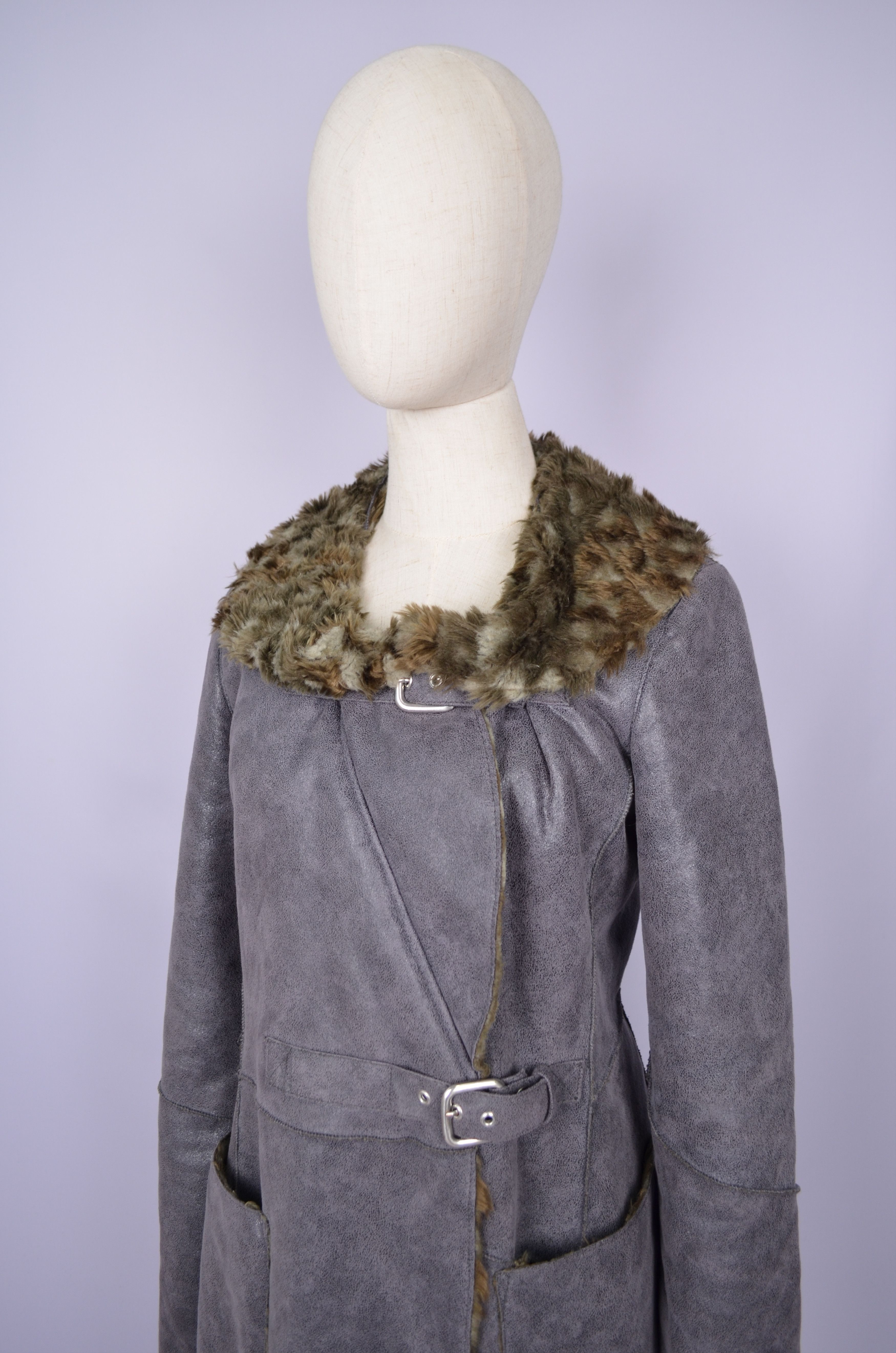 Armani × Designer Armani Jeans Faux Fur Grey Sheepskin Coat Jacket US8 Vintage Size M / US 6-8 / IT 42-44 - 4 Thumbnail