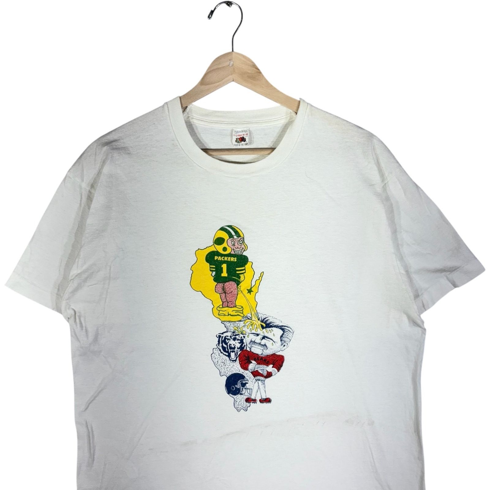 Fruit Of The Loom Vintage Packers And Bears Rivalry Caricature NFL 90s Tee XL Size US XL / EU 56 / 4 - 2 Thumbnail