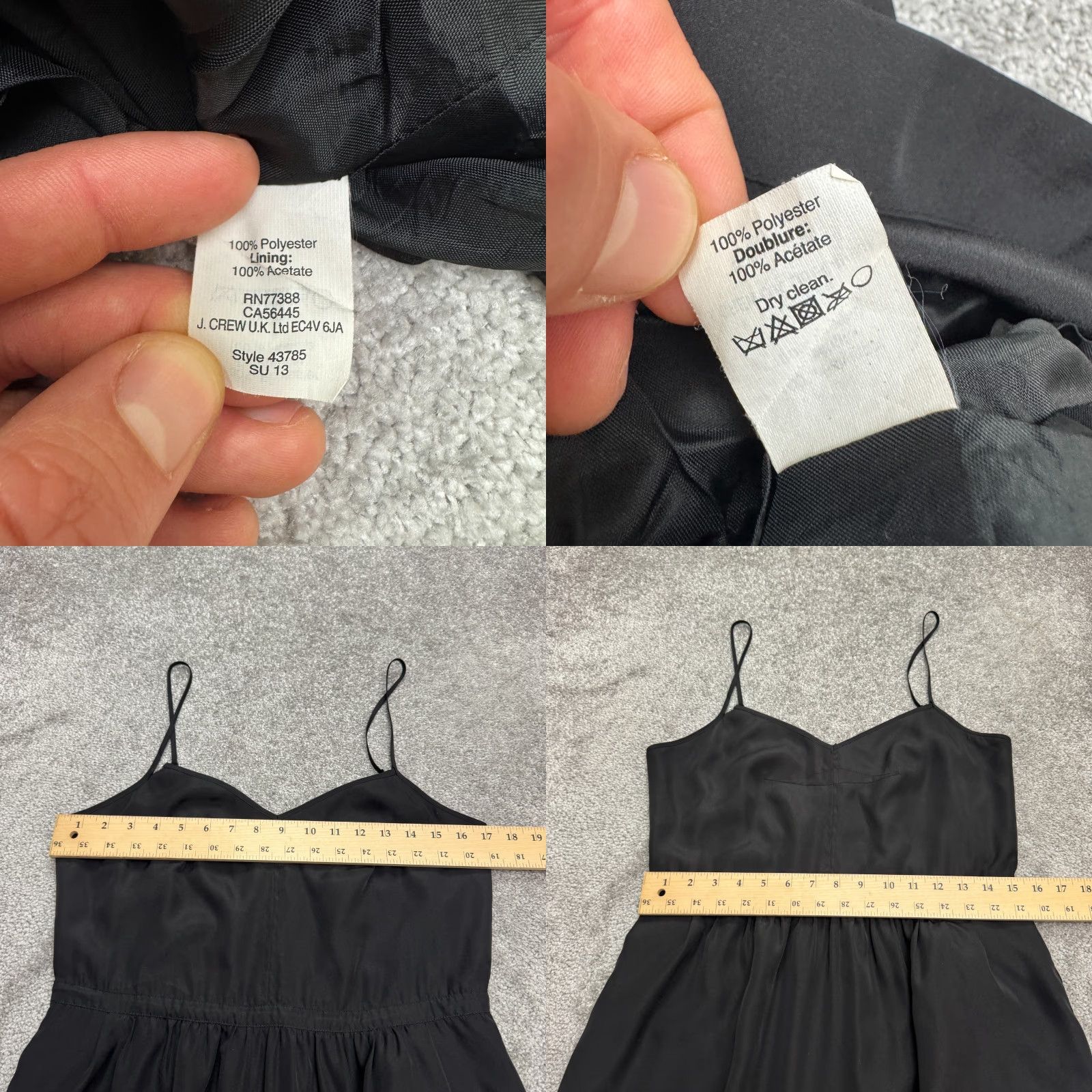 J.Crew J.Crew Black Satin Mini Camisole Tank Dress Womens 10 LBD Pockets Spaghetti Elastic V-Neck Sleeveless Party/Cocktail Casual Satin LBD Womens 10 Black Size L / US 10 / IT 46 - 8 Thumbnail