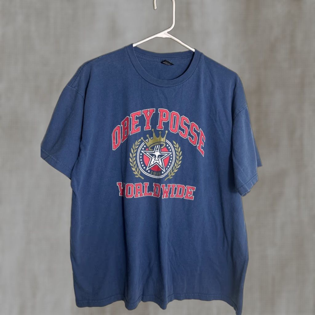 Obey OBEY Posse Worldwide Mens XL Short Sleeve Cotton Blue T Shirt Size US XL / EU 56 / 4 - 1 Thumbnail