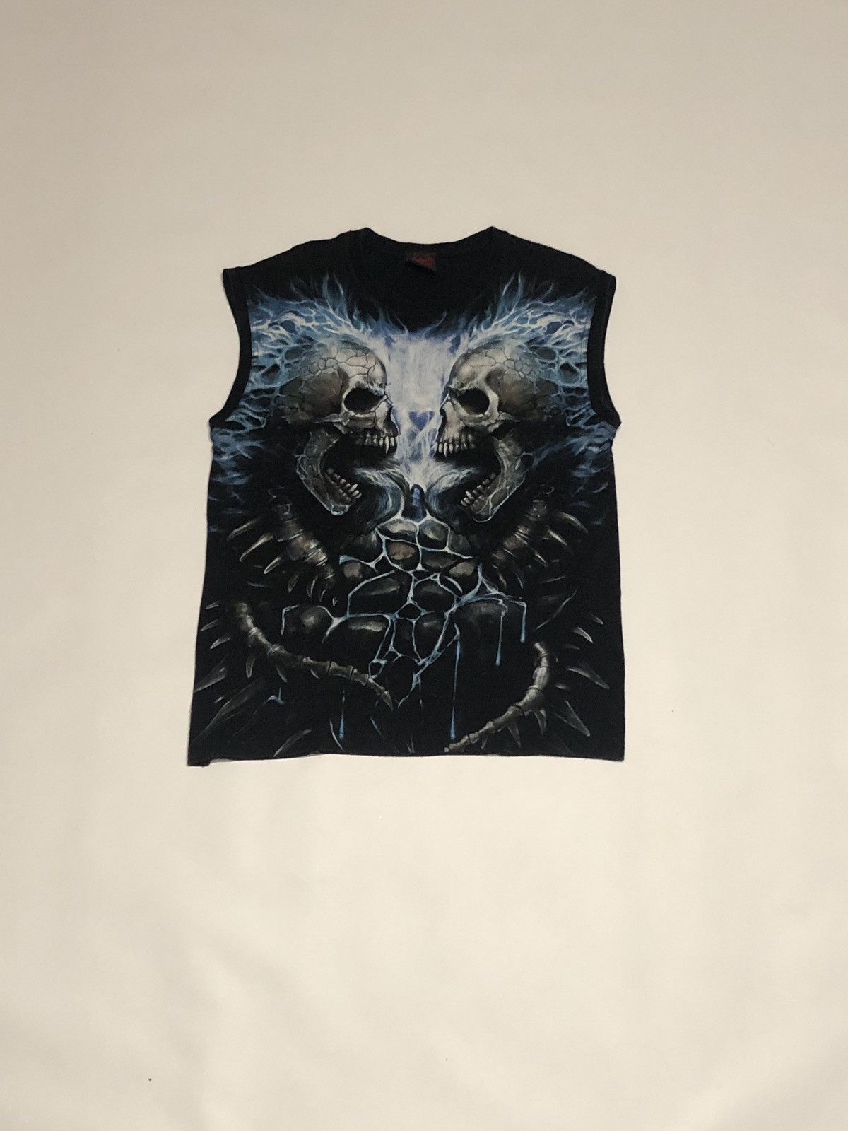 Band Tees × Vintage Vintage 90s Spiral Tee , T-shirt Skuls , Blue Flame Size US M / EU 48-50 / 2 - 1 Thumbnail