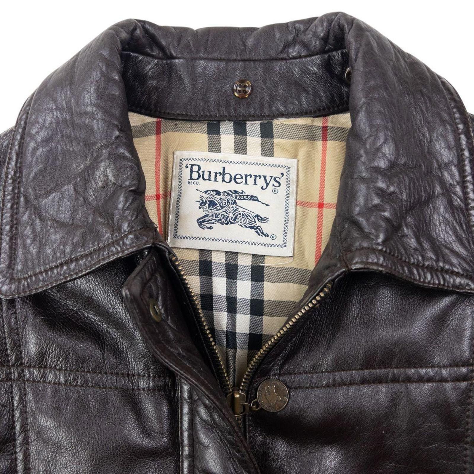 Burberry Vintage 80s Burberry Nova Check Lined Leather Jacket Size XL Size US XL / EU 56 / 4 - 4 Thumbnail