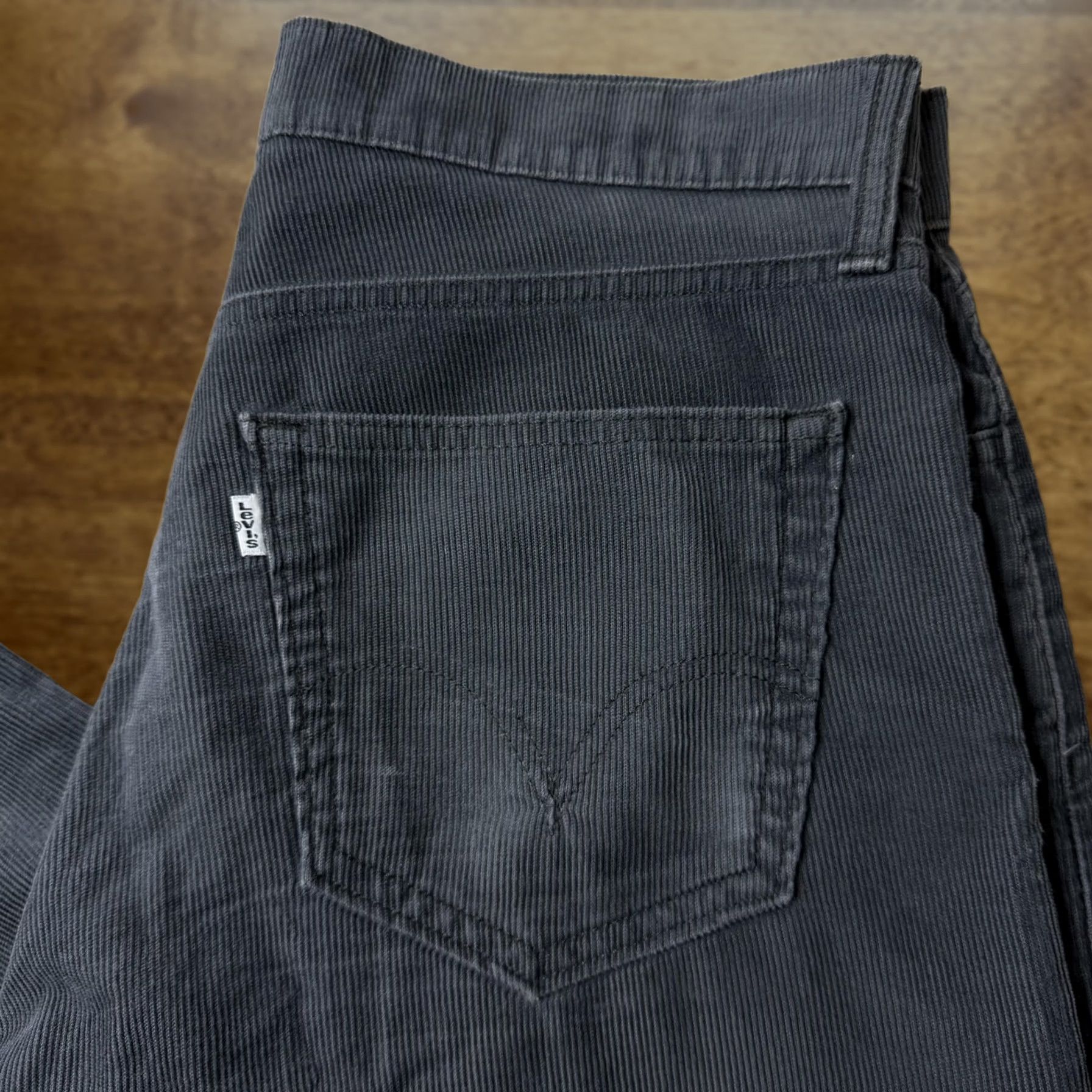 Levi's Levi's 514 Jeans Mens 33x30 Dark Wash Gray Corduroy Slim Straight Stretch Casual Jeans Size US 33 - 1 Thumbnail