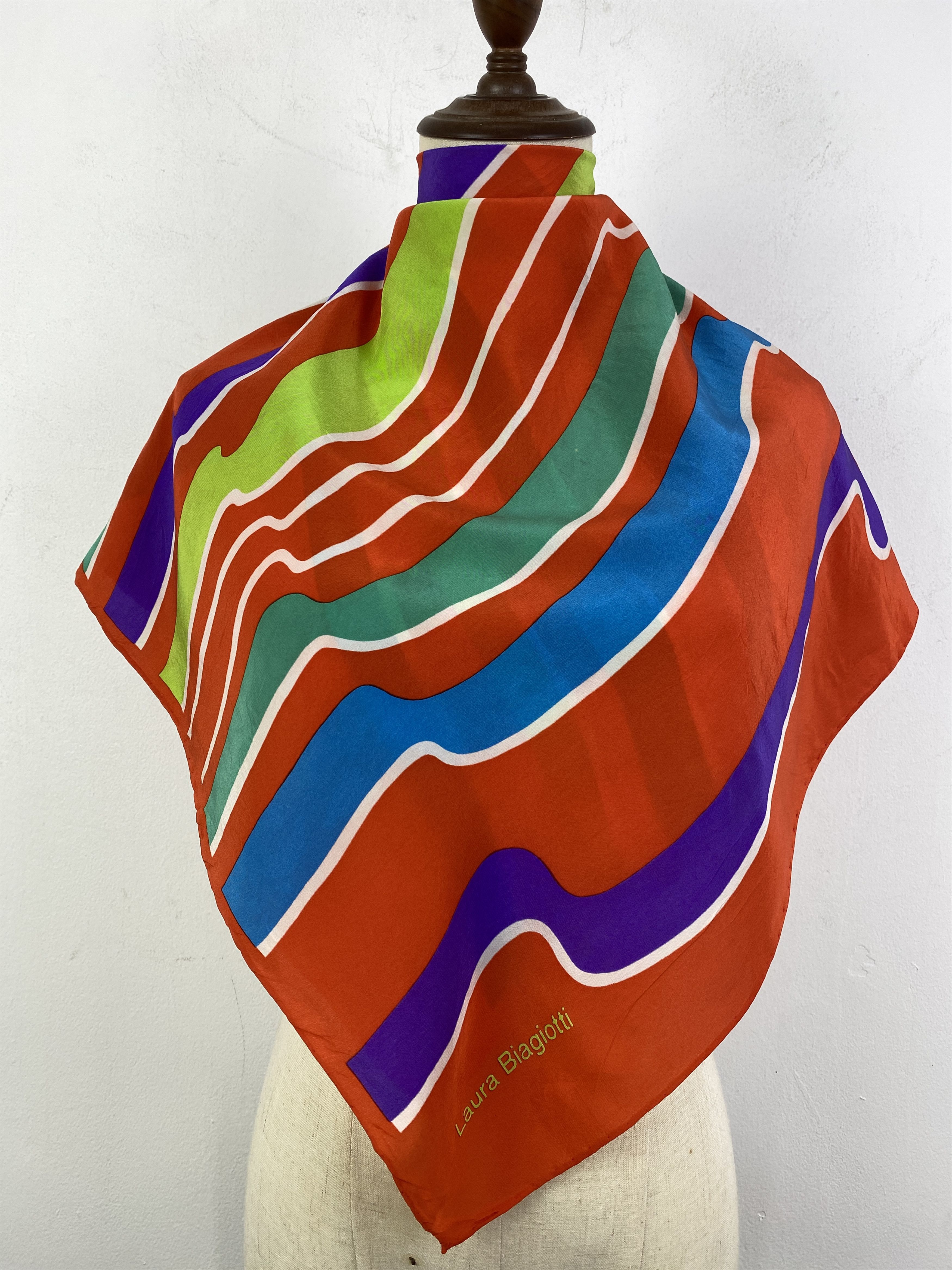 Laura Biagiotti Multi Color Silk Scarf / Silk Shawl SN0231