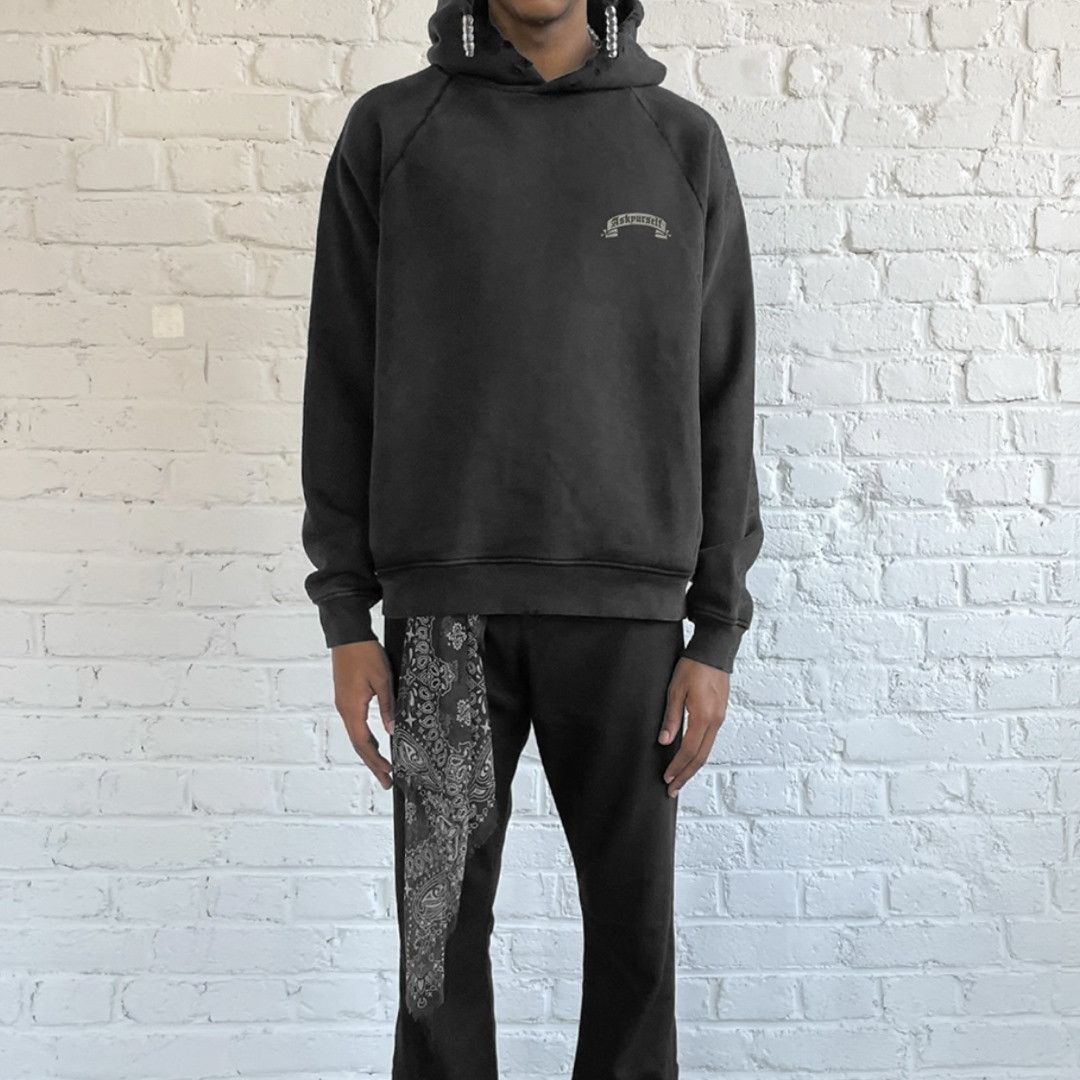 Askyurself Washed Black Banned Repaired Logo Oversized Raglan Hoodie Size US S / EU 44-46 / 1 - 3 Thumbnail