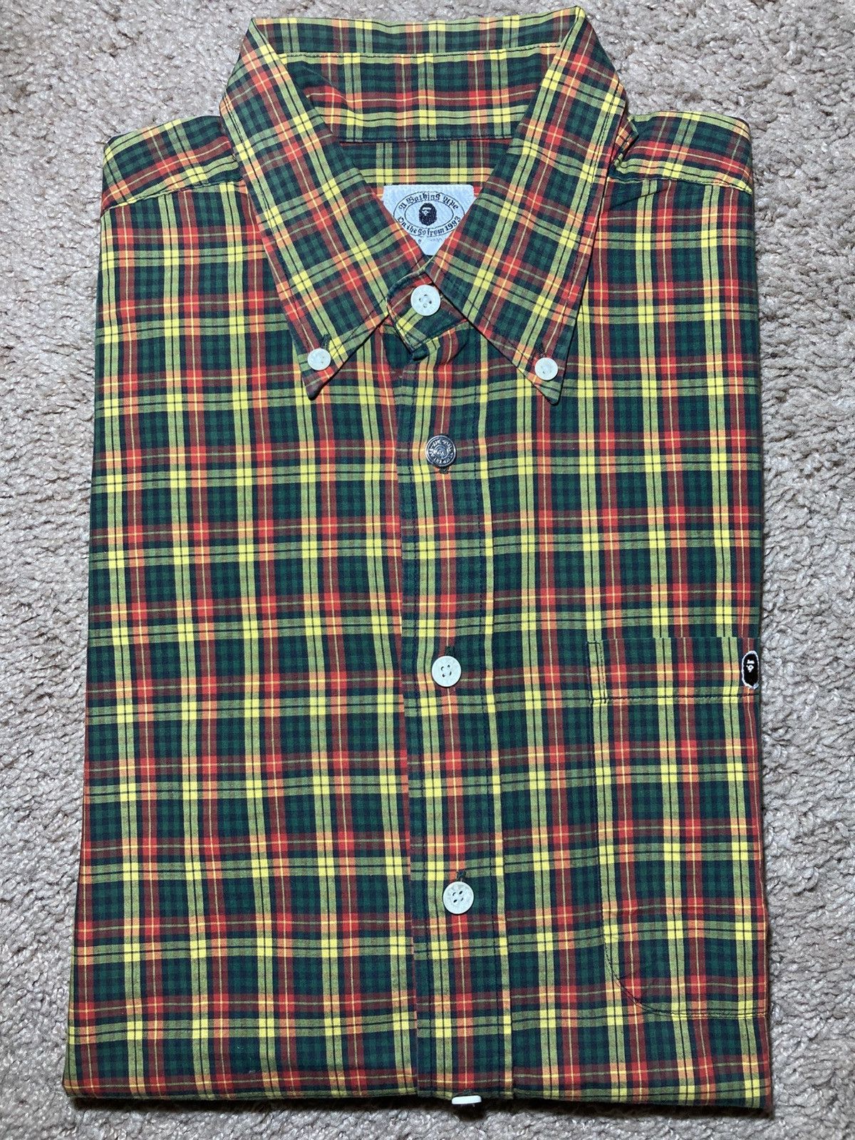Bape 1996 Bape Plaid Green Red Button Down 90s Ape Logo OG Nigo Size US M / EU 48-50 / 2 - 1 Thumbnail
