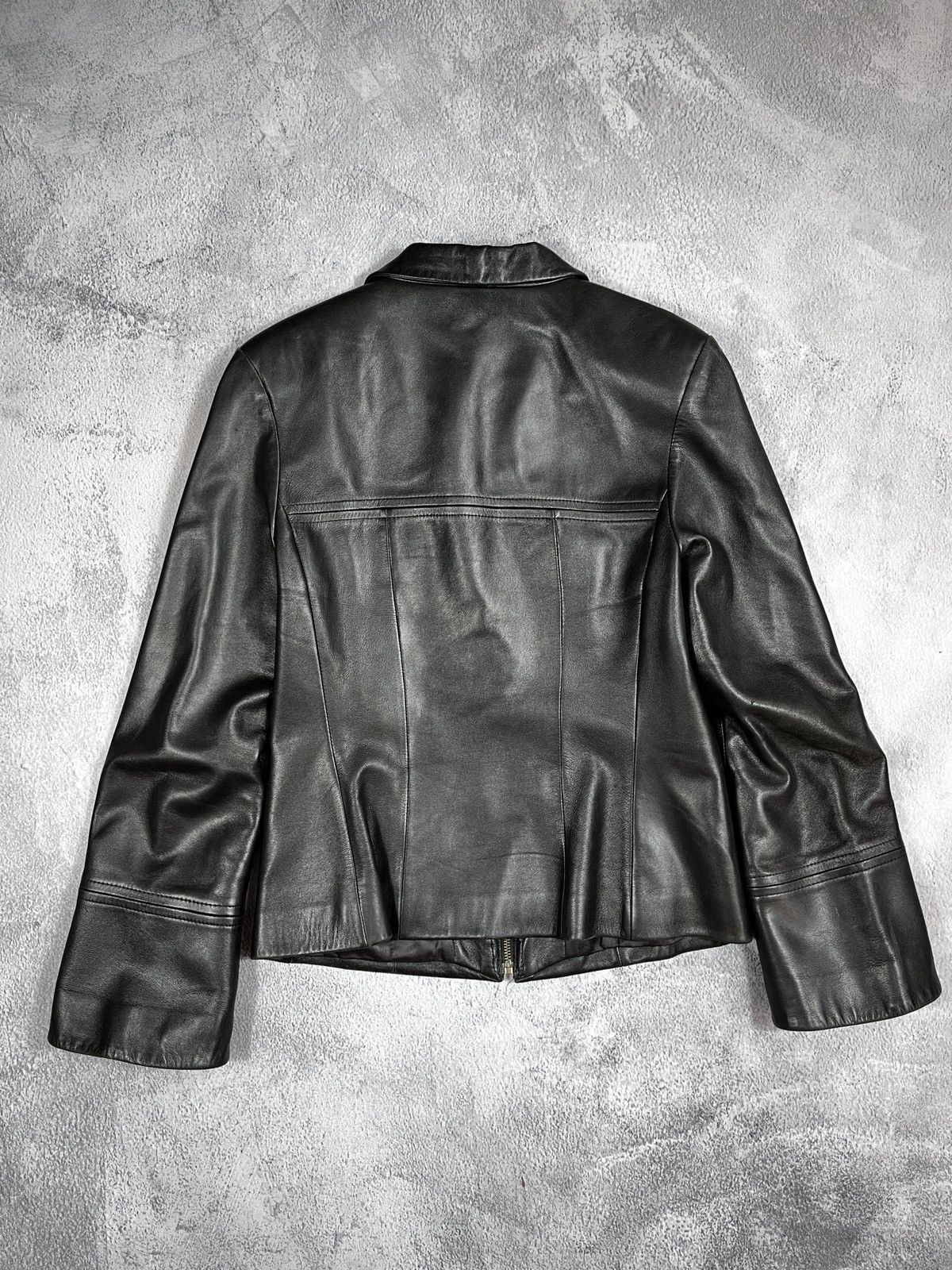 Leather Vintage Y2K Flare sleeves Leather Jacket old money opium L Size L / US 10 / IT 46 - 4 Thumbnail