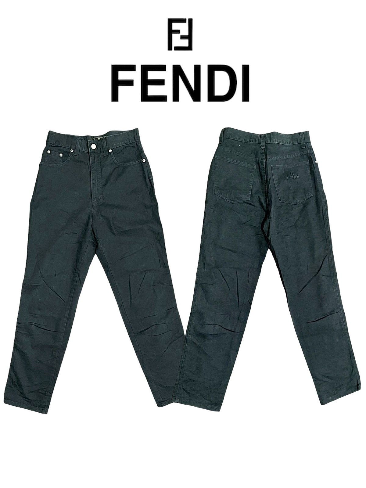 Fendi × Vintage Vintage Fendi Double FF Embroidery Back Pocket Jeans Size US 27 - 3 Thumbnail