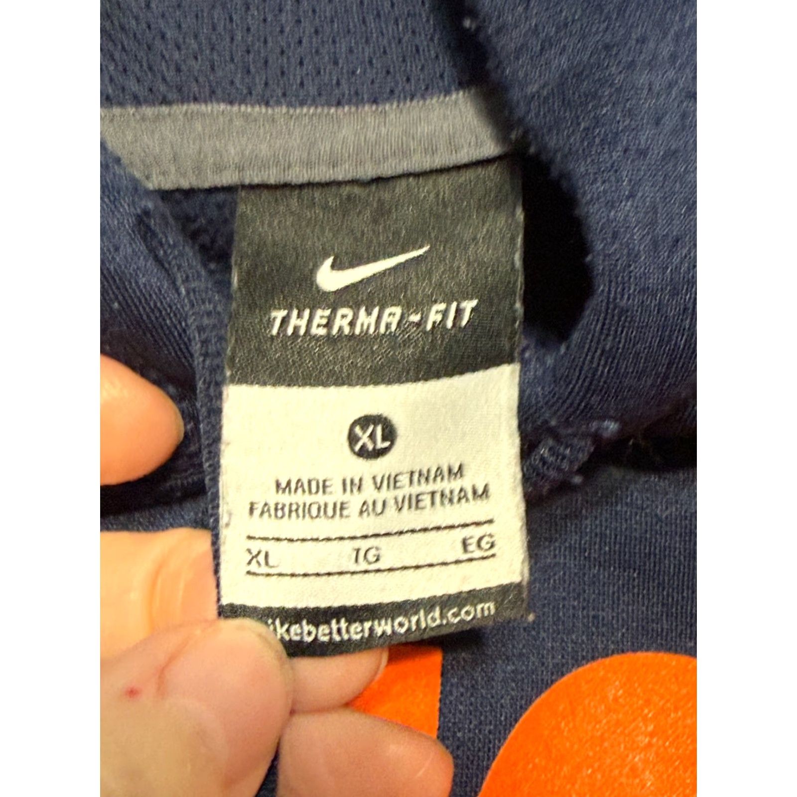 Nike Nike Sweatshirt Men XL Blue Orange Pullover Drawstring Illinois Crew Neck Long Sleeve Logo Solid Regular Vintage No Size US XL / EU 56 / 4 - 6 Thumbnail