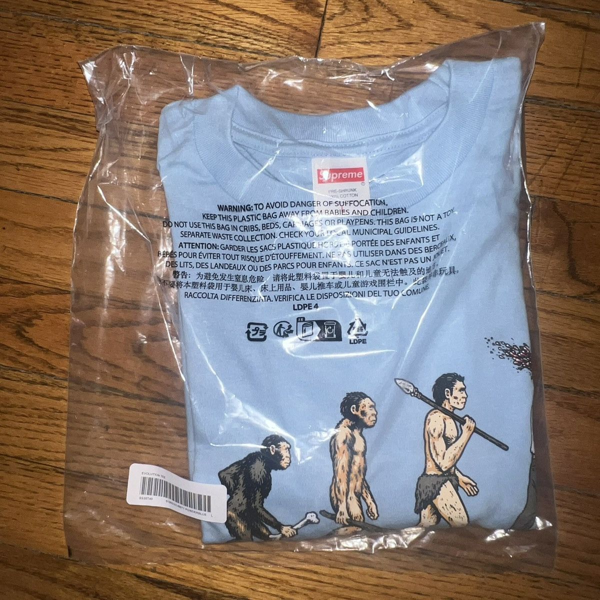 Supreme In-Hand Supreme Evolution Tee Powder Blue Size: Large Size US L / EU 52-54 / 3 - 2 Thumbnail