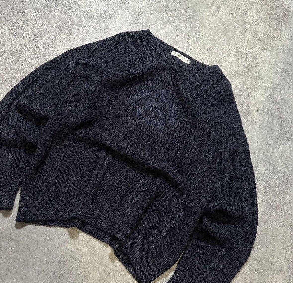 Burberry × Vintage Unique Vintage 90’s burberrys knitted sweater big logo Size US M / EU 48-50 / 2 - 4 Thumbnail