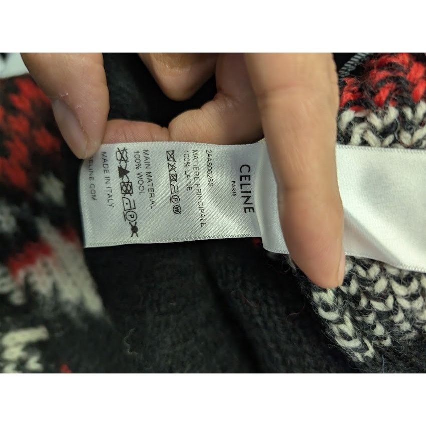 Celine o1rshd1 Boxy Crew Neck Sweater in Snowflake Jacquard Wool Size US S / EU 44-46 / 1 - 18 Thumbnail