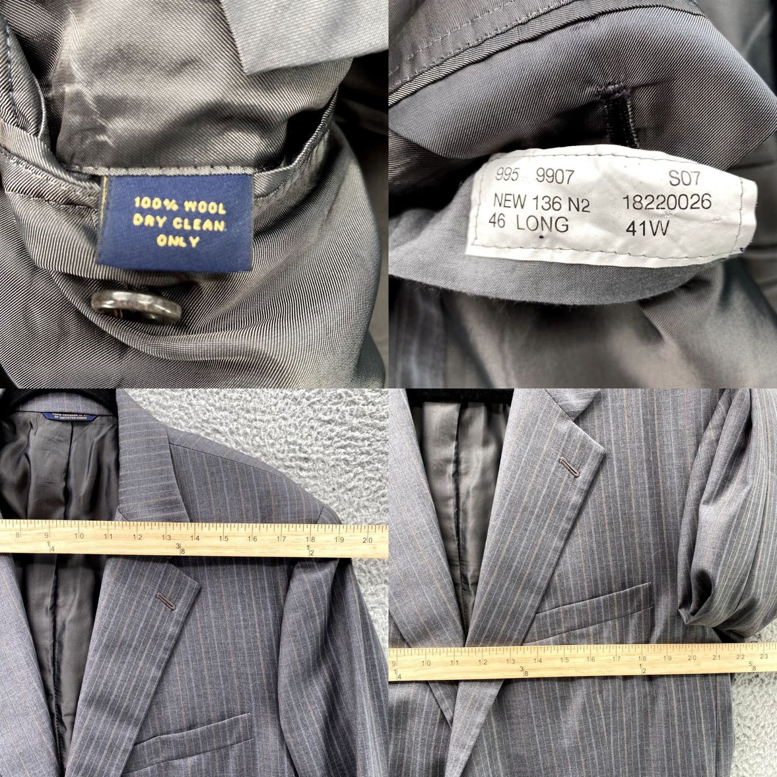 Brooks Brothers Brooks Brothers Blazer Men 46L Gray Pinstripe Hand Tailored Wool Corpcore Size 46R - 8 Thumbnail