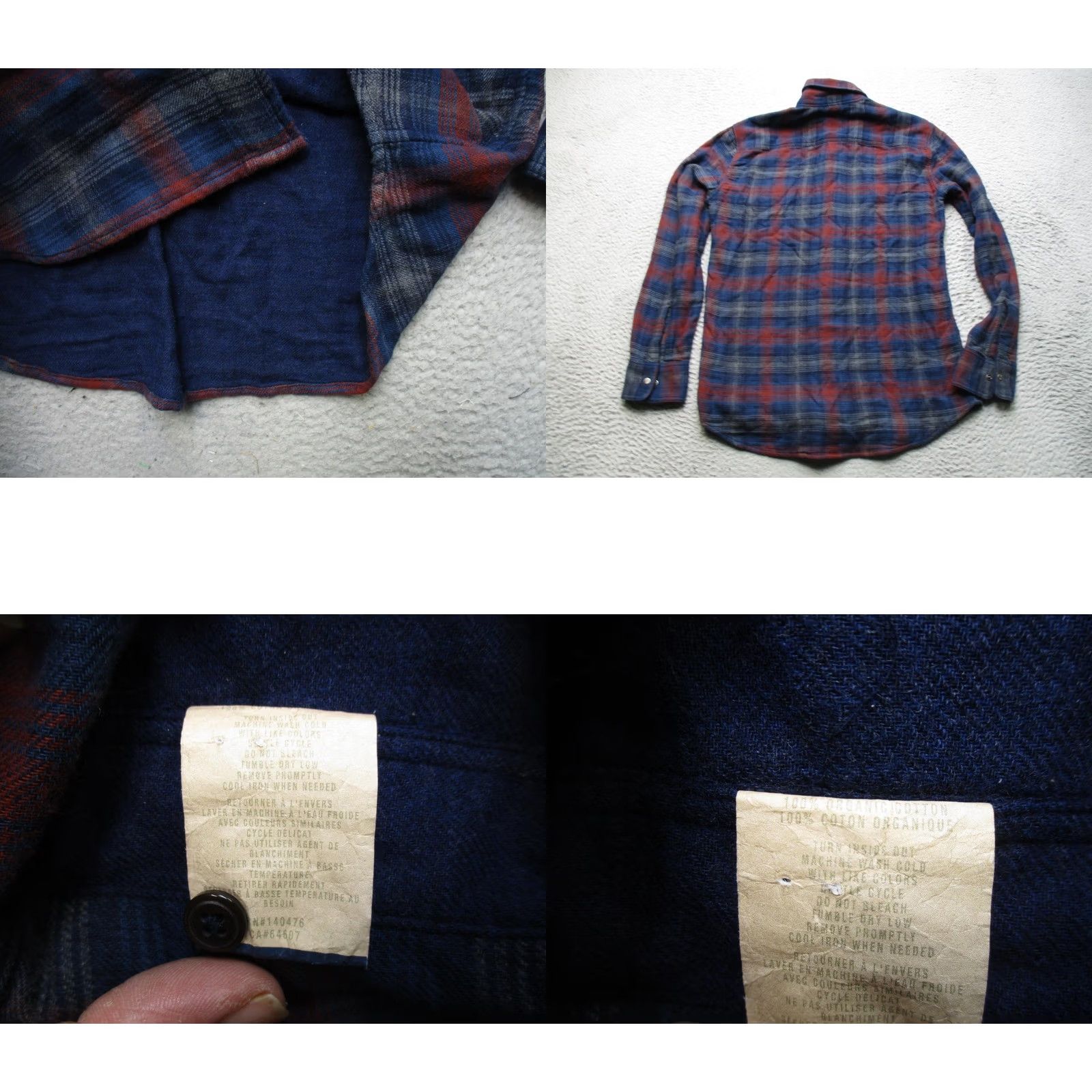 Faherty Faherty Shirt Mens XS Blue Plaid Reversible Flannel Button Front Organic Cotton Size US XS / EU 42 / 0 - 8 Thumbnail
