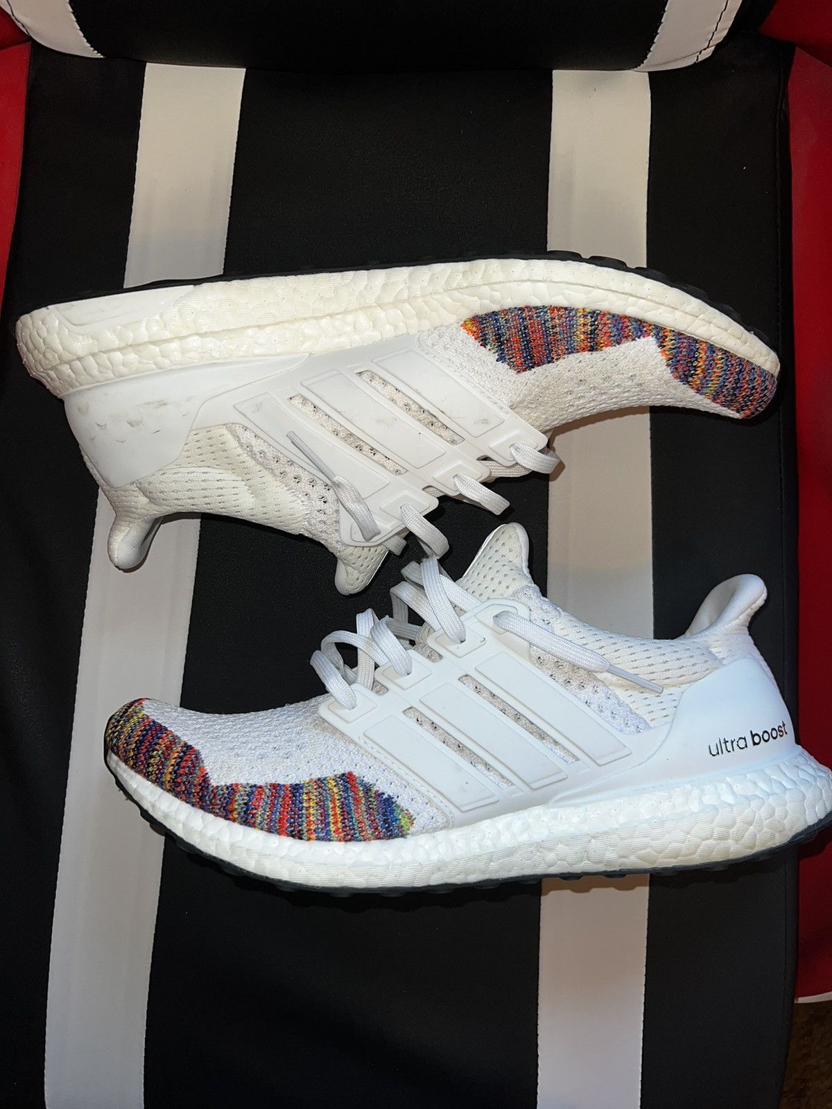 image of Adidas Ultraboost 1.0 Retro White Multi Shoes, Men's (Size 11)
