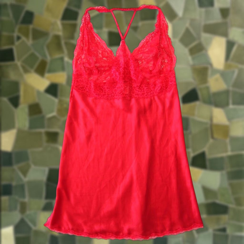 Victoria's Secret Victoria's Secret Red Satin Lace T-Back Nightgown Lingerie Camisole Nightgown Large Red Satin Lace Victoria's Secret Lingerie Nightgown Womens Size ONE SIZE - 1 Thumbnail