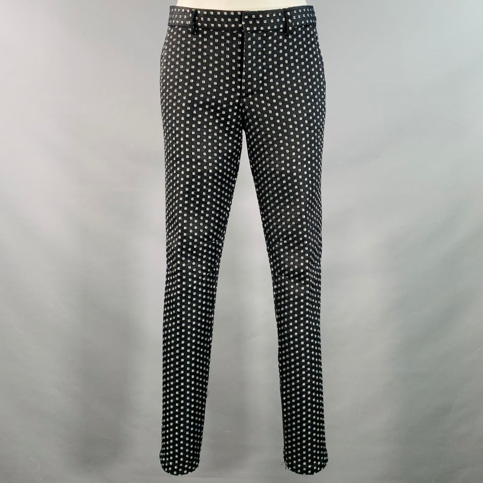 Mr Turk MR TURK Regular Black White Perforated Notch Lapel Suit Size 36R - 5 Thumbnail