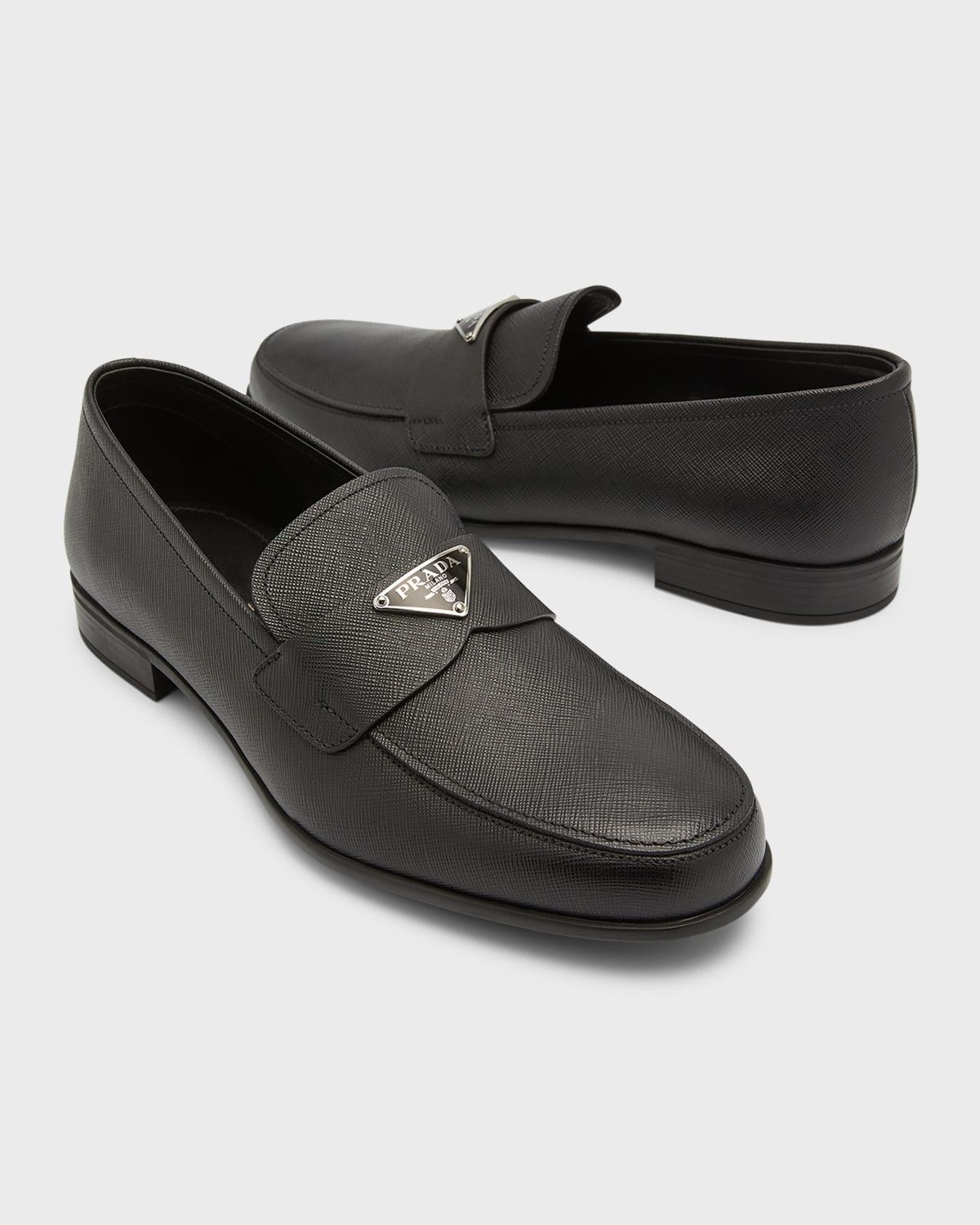 Prada o1mt1gz0925 Triangle Logo Saffiano Leather Loafers Size US 9 / EU 42 - 6 Thumbnail