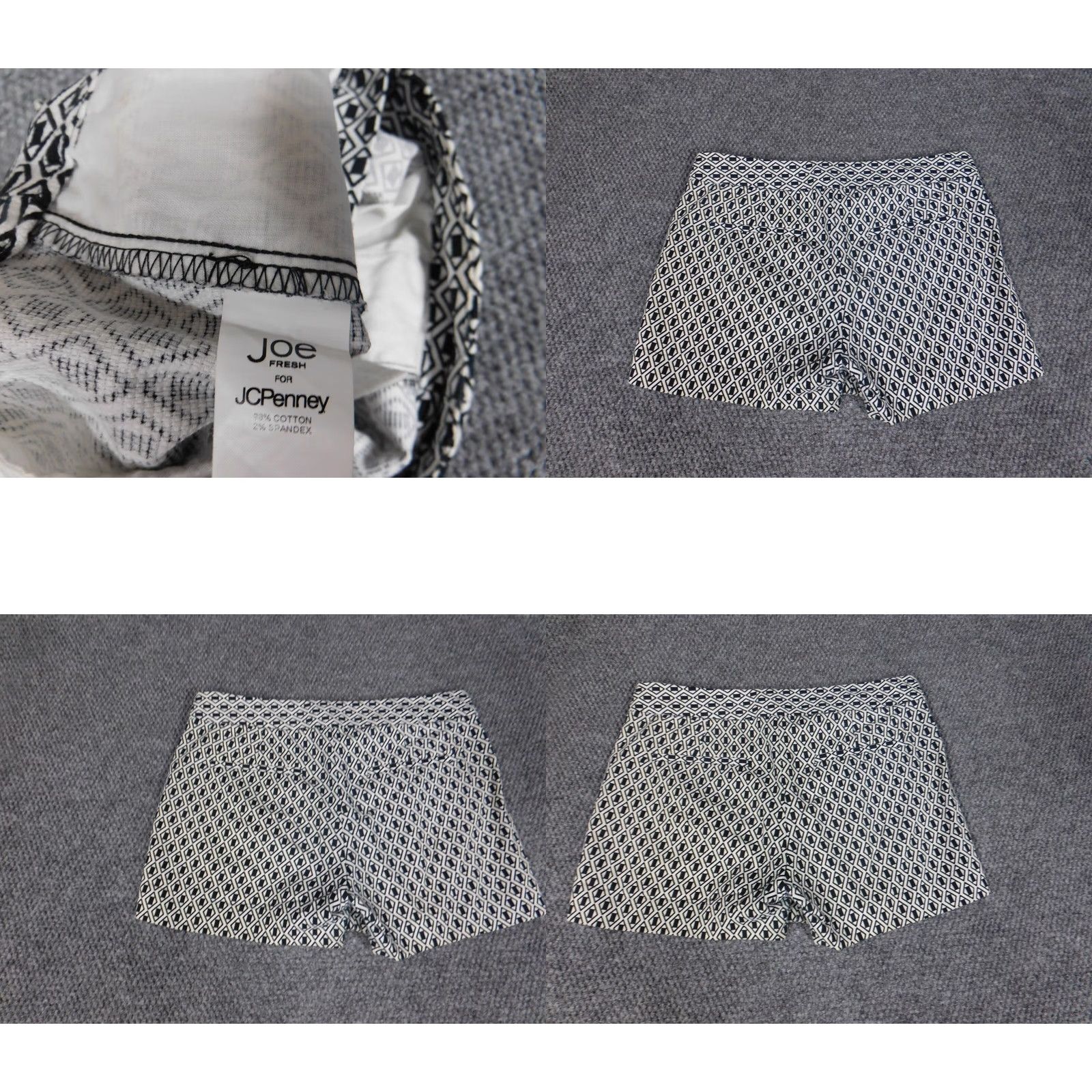 Vintage Joe Fresh Womens Shorts 2 White chino Floral Casual Mid Rise Flat Front Cotton Spandex Knit Slimming Walking Regular Zip Front Size 30" / US 8 / IT 44 - 8 Thumbnail
