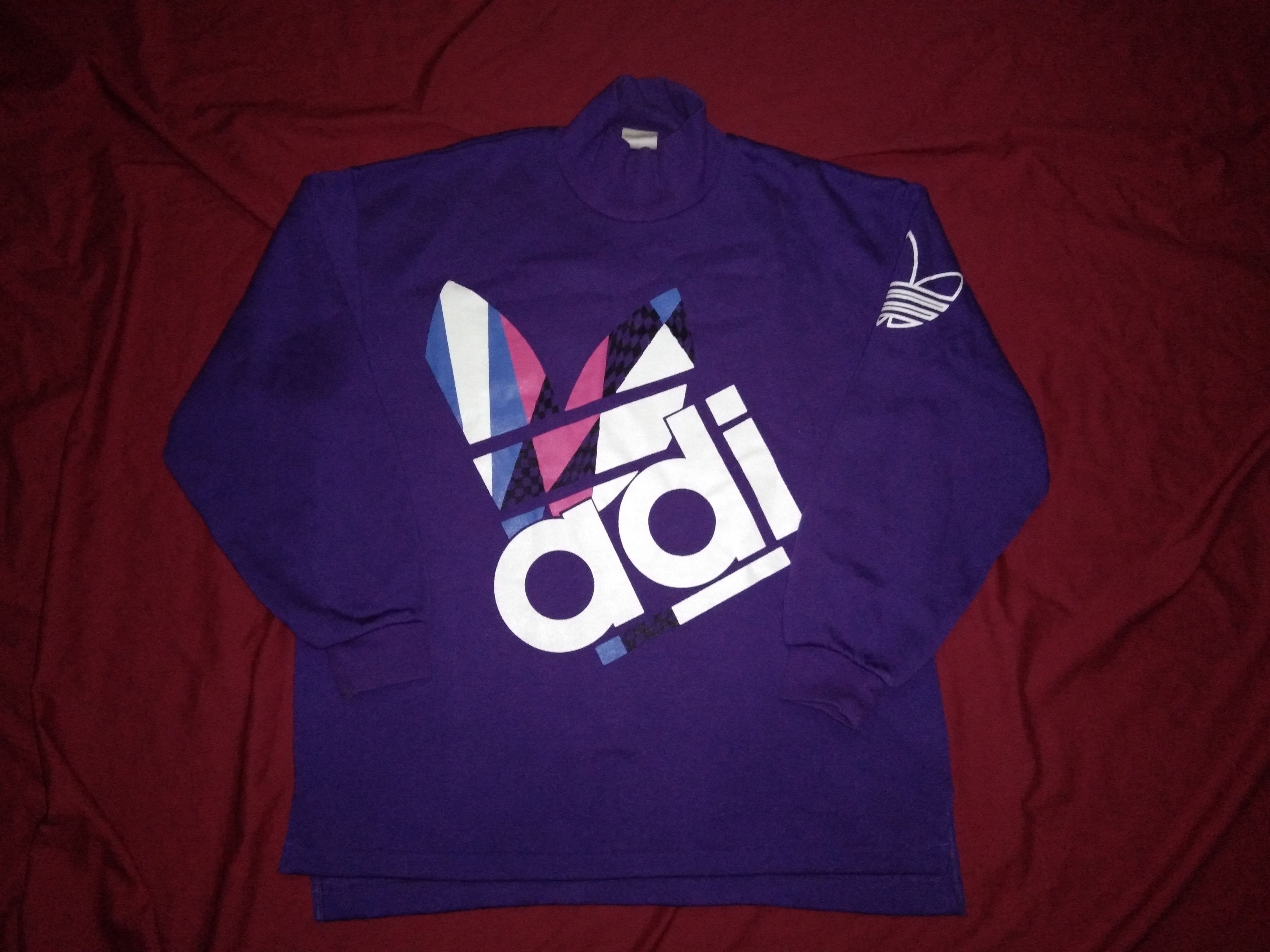 Adidas × Vintage VTG 80s 90s Adidas sweatshirt 2sided print retro Size US L / EU 52-54 / 3 - 1 Thumbnail