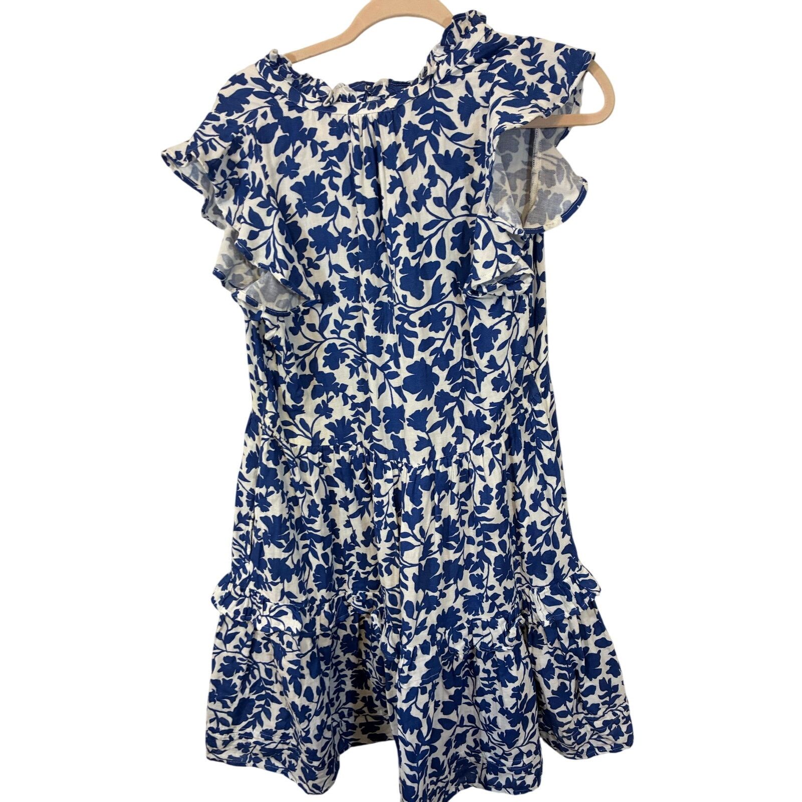 Other Caslon Ruffle Duo Cotton Gauze Dress Navy White M Size M / US 6-8 / IT 42-44 - 6 Thumbnail