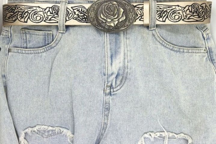 Japanese Brand × Vintage Rose Buckle Belt Size 30 - 3 Thumbnail