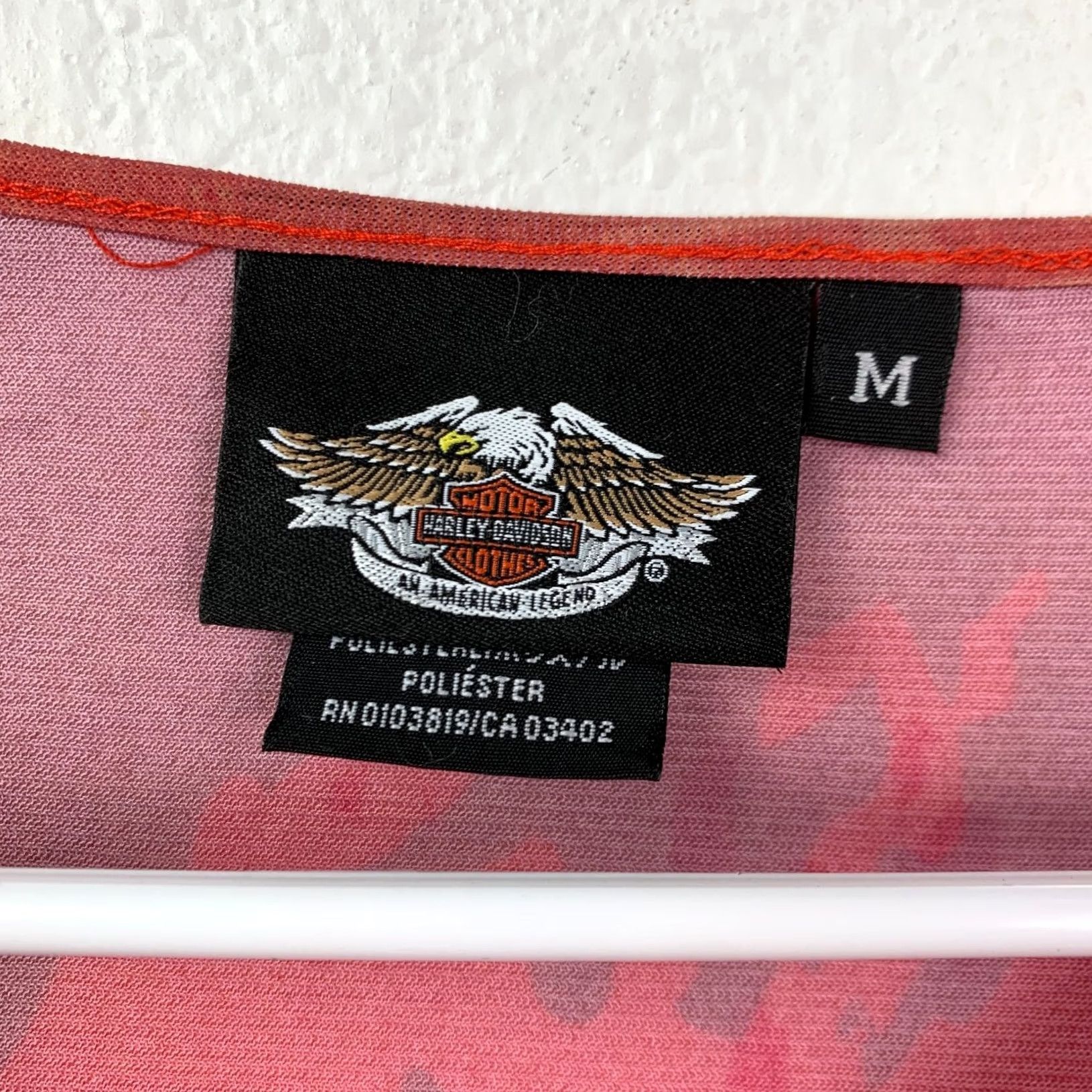Harley Davidson VINTAGE Harley-Davidson Women's Long Sleeve Top M Red Rhinestone Grunge Biker Size M / US 6-8 / IT 42-44 - 4 Thumbnail