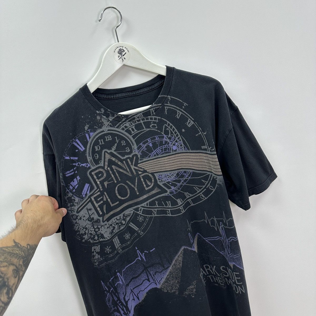 Pink Floyd Vintage 00s Pink Floyd Dark Side of the Moon Liquid blue tee Size US L / EU 52-54 / 3 - 4 Thumbnail