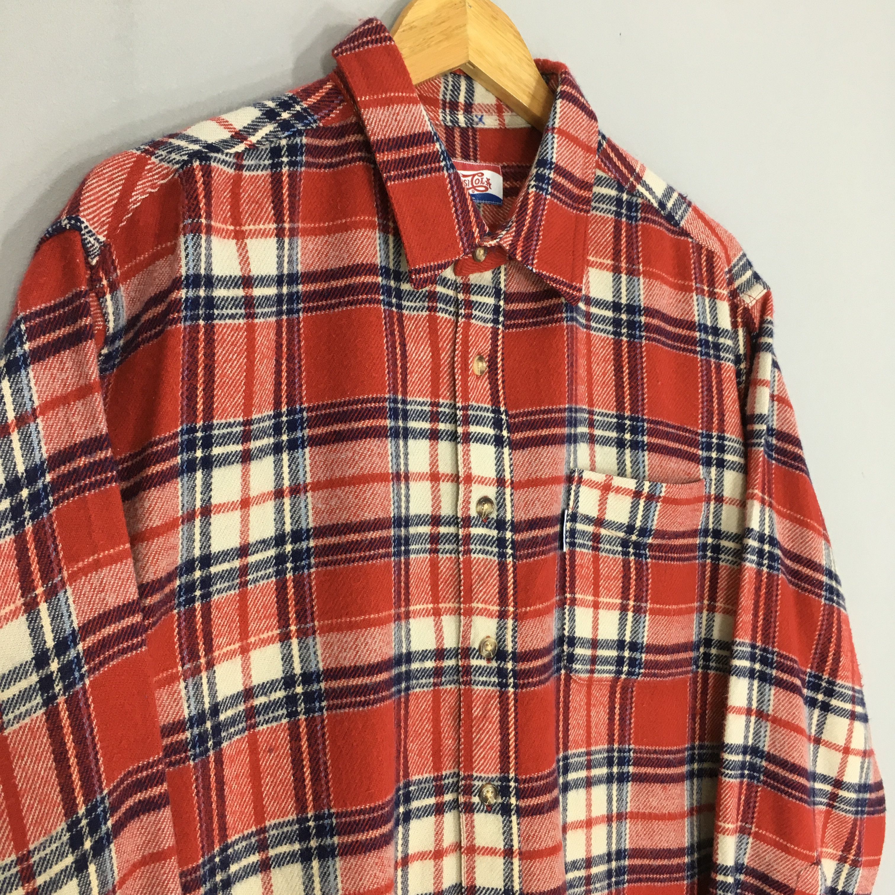 Pepsi Vintage Pepsi Cola Checkered Flannel Shirt XLarge Size US XL / EU 56 / 4 - 3 Thumbnail