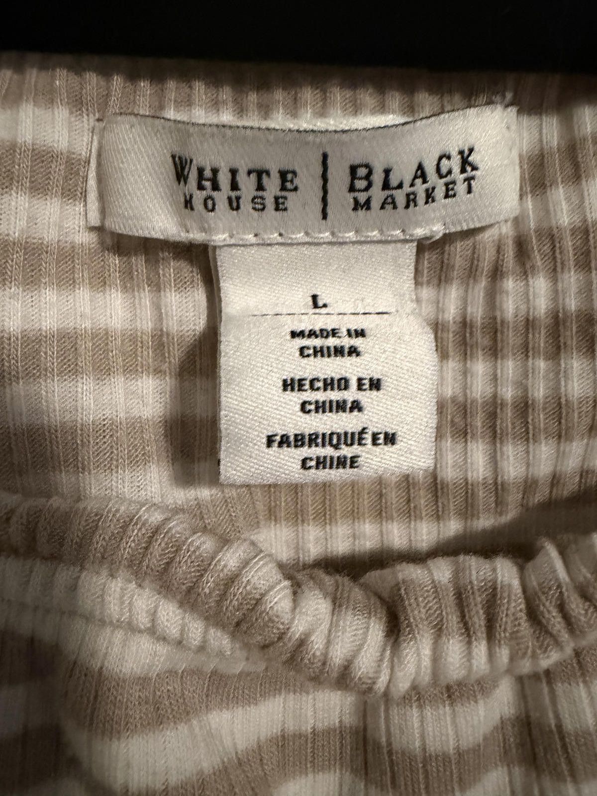 Other White House Black Market Beige White Striped Top Large Size L / US 10 / IT 46 - 2 Thumbnail