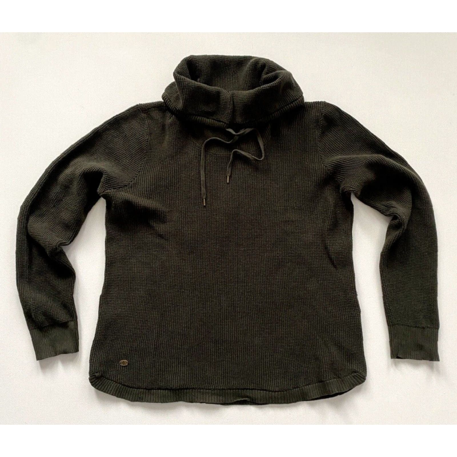 Ralph Lauren VINTAGE Lauren Ralph Lauren Sweater Shirt Womens Waffle Knit Cowl Neck Forest Green L 100% Cotton Pullover Classic, Preppy, Designer Womens Size L / US 10 / IT 46 - 2 Thumbnail