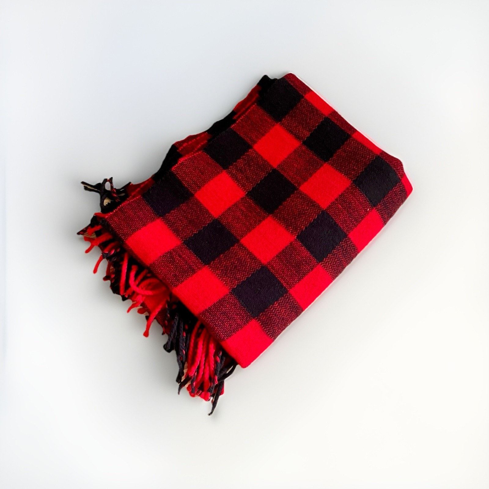 J.Crew J Crew Scarf Wrap Fringe Buffalo Plaid Red 83x15.5 Inches Size ONE SIZE - 6 Thumbnail