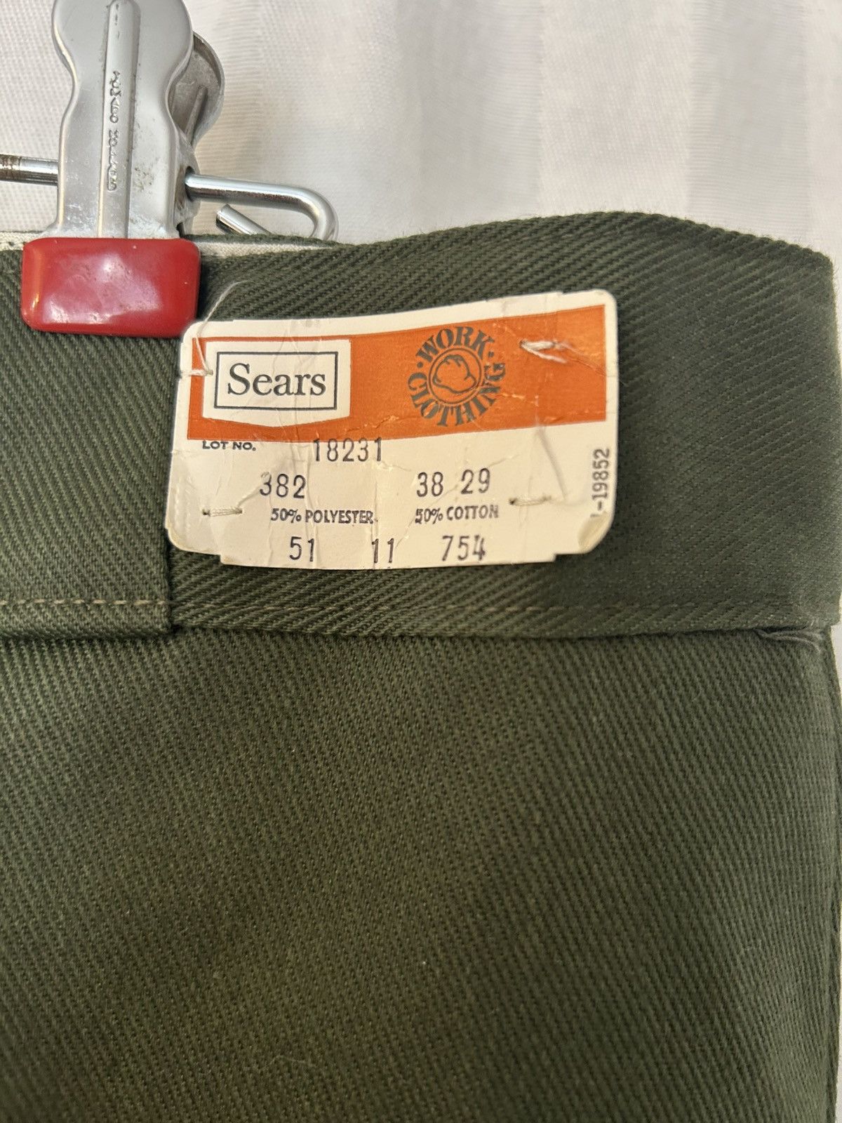 Sears Pants: vintage deadstock Sears green 70s? Perma-prest 38x29 Size US 38 / EU 54 - 3 Thumbnail