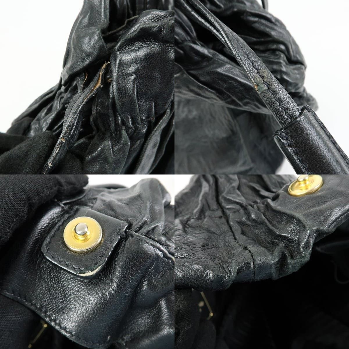 Prada Prada Drawstring Leather Bucket Bag Black Size ONE SIZE - 6 Thumbnail