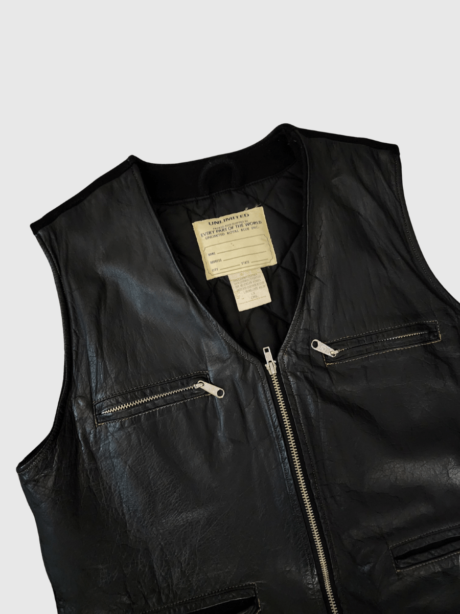 Other 80s UNLIMITED Genuine Leather- Wool Men’s Biker Vest Size US L / EU 52-54 / 3 - 10 Thumbnail