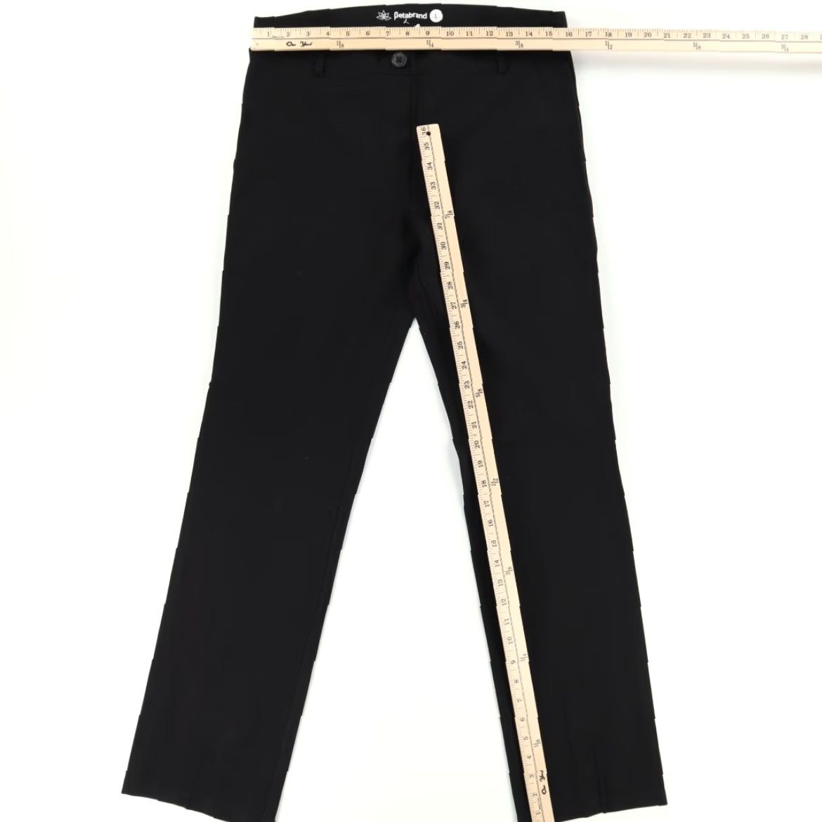 Vintage Betabrand Stretch Straight Leg Yoga Rayon Woven Chino Pants Black Women's L Size 36" / US 14 / IT 50 - 3 Thumbnail