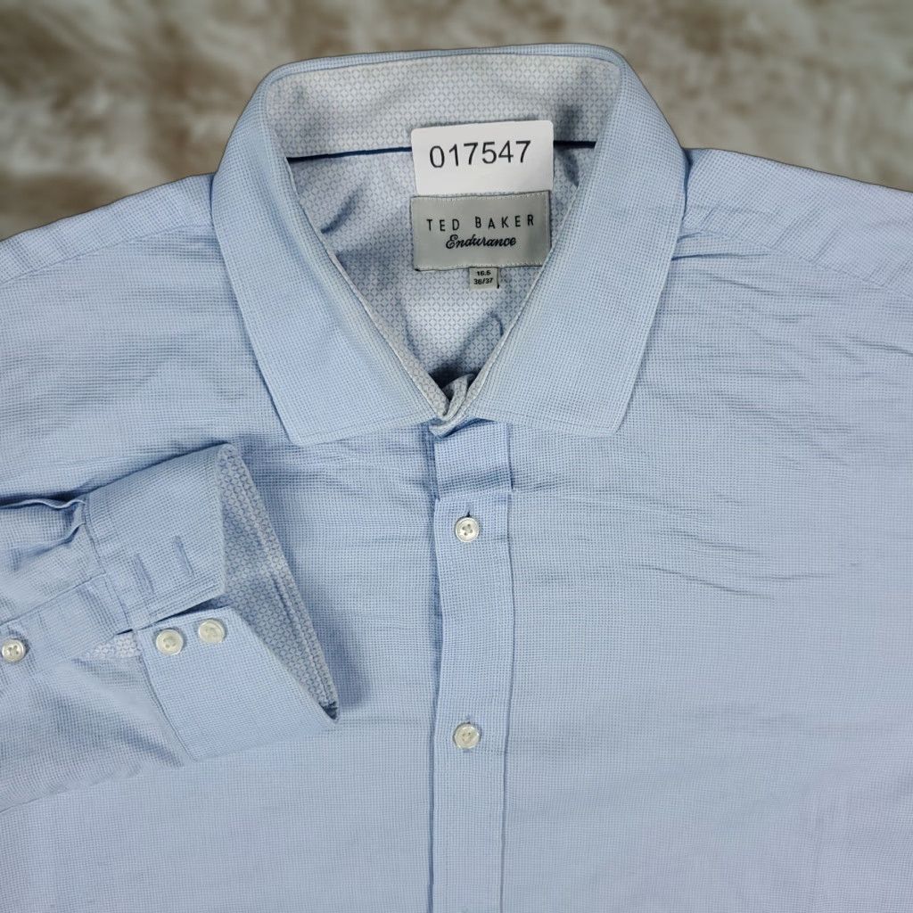 Ted Baker Ted Baker London Shirt Mens 16 Blue Dress Shirt Button Up Long Sleeve 100% Cotton Classic Modern Preppy Mens Size US L / EU 52-54 / 3 - 1 Thumbnail