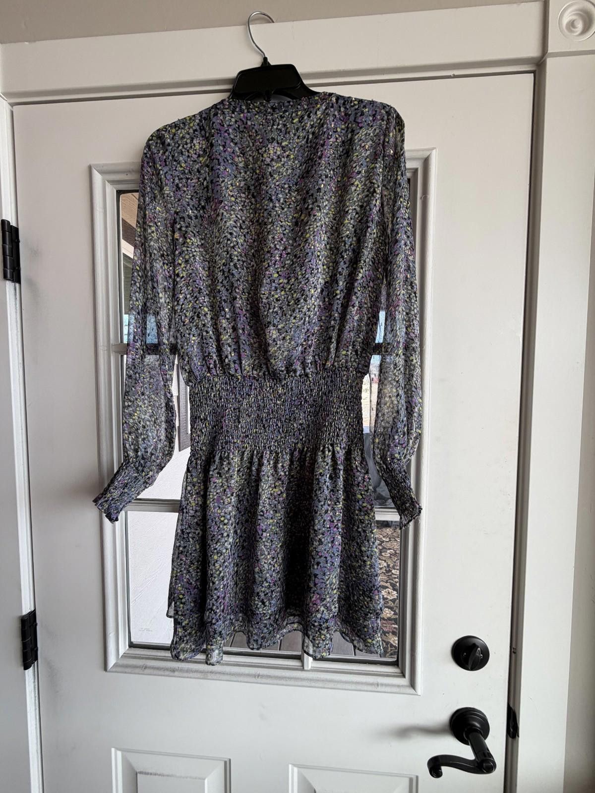Other WHBM Pointillism Blouson Dress Long Sleeves S Metallic Size S / US 4 / IT 40 - 5 Thumbnail