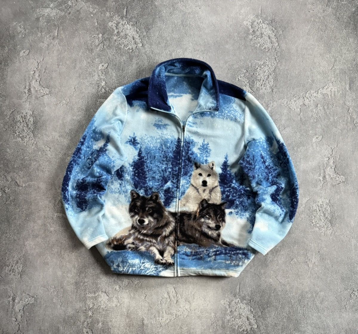Vintage 90s Retro Animal print wolf atlas all printed fleece jacket Size US L / EU 52-54 / 3 - 1 Thumbnail