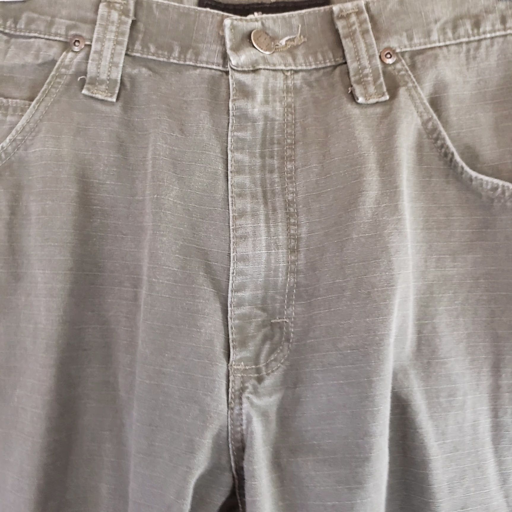 Wrangler VINTAGE Wrangler RIGGS Workwear Mens Brown Carpenter Work Pants 35X30 Green Ripstop Size US 35 - 7 Thumbnail
