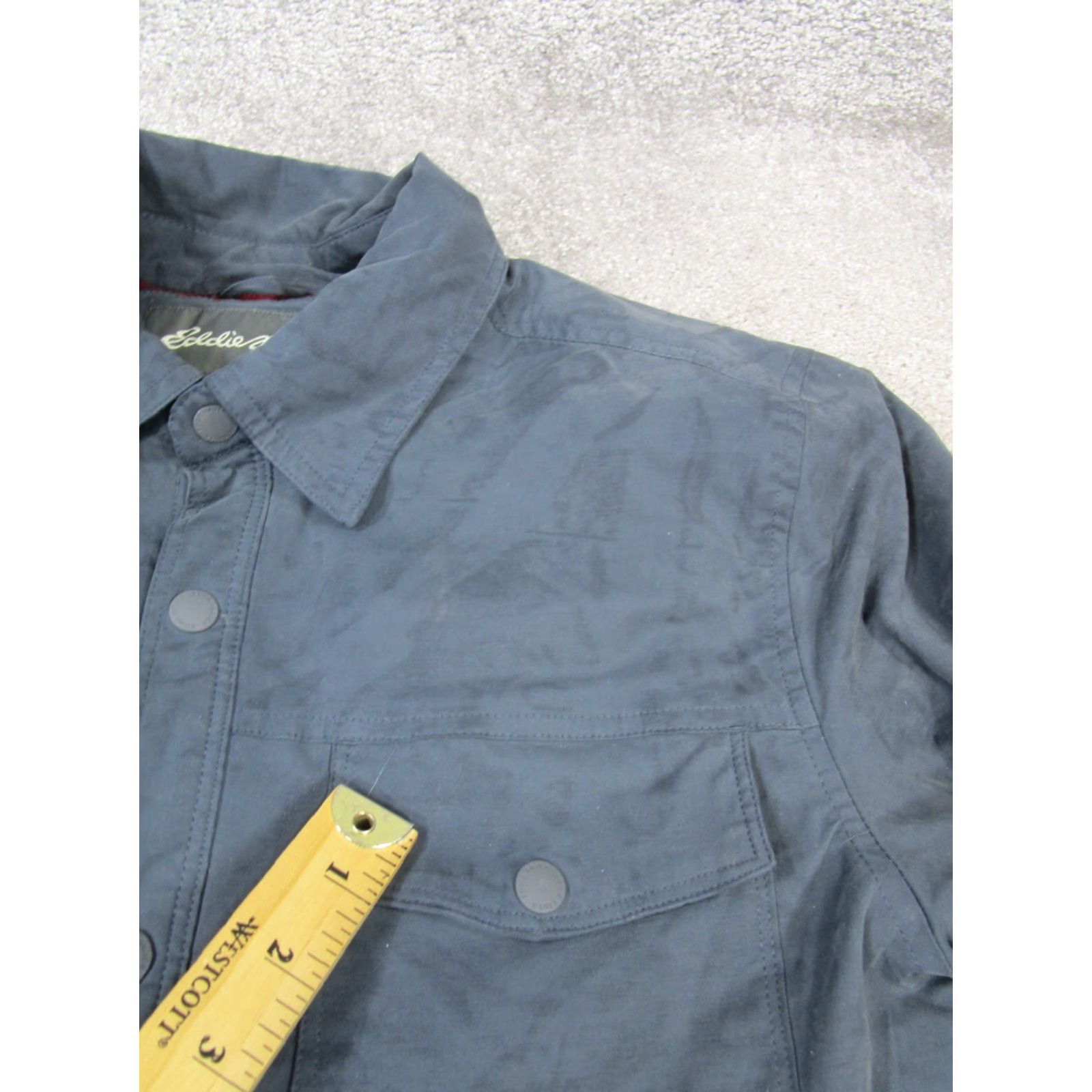 Eddie Bauer Eddie Bauer Jacket Adult Medium Blue Flannel Lined Cotton Blend Button Up Mid-Length Mens Size US M / EU 48-50 / 2 - 7 Thumbnail