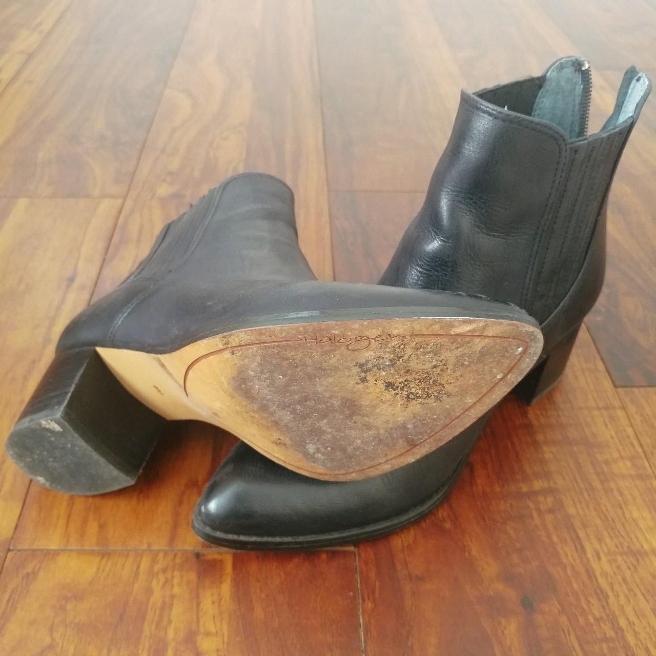 Designer Halogen Black Leather Boots Size US 6 / IT 36 - 3 Thumbnail