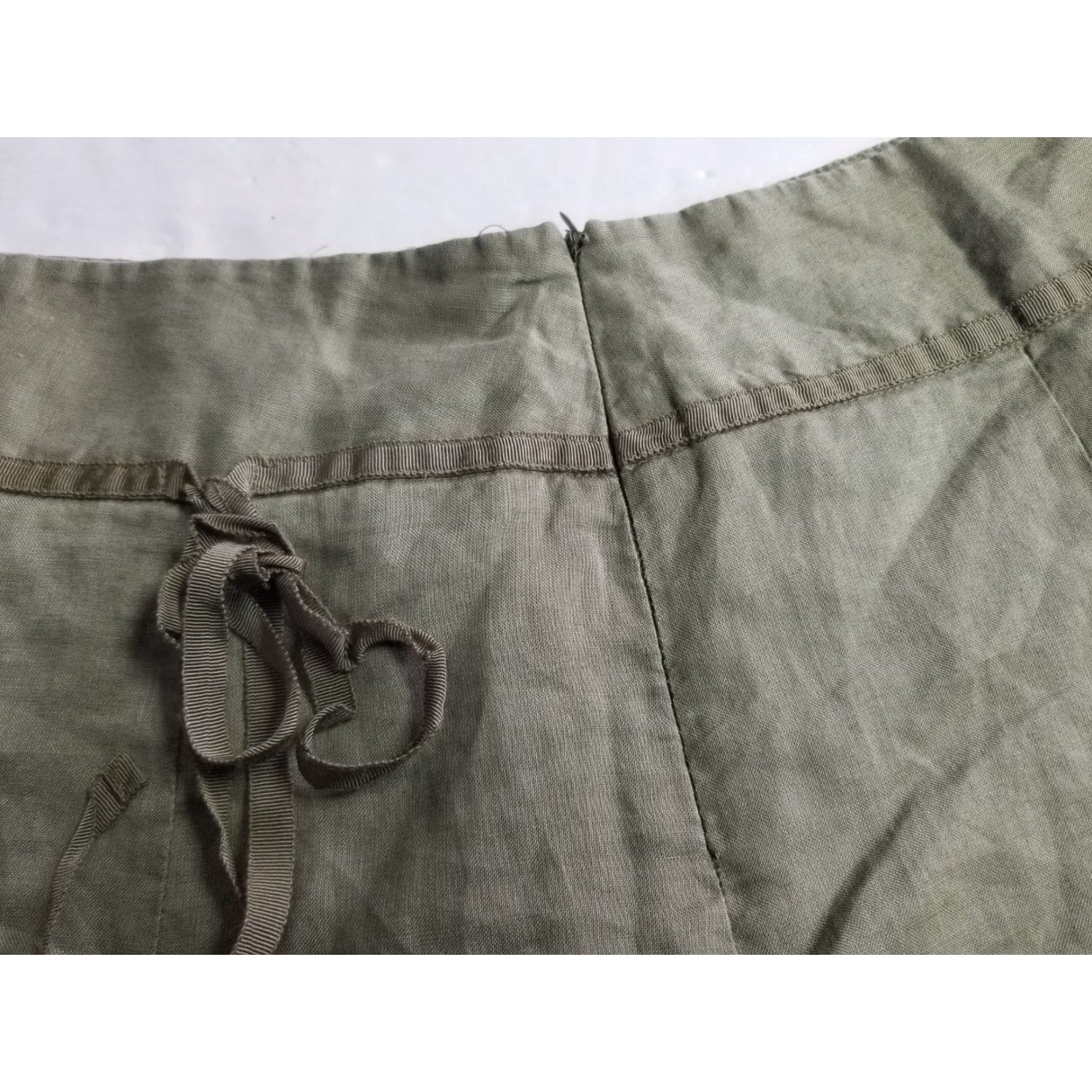 CO New York City Design Skirt Women Knee Length Green Linen Ramie 12 Pleated City Vintage? No. (But can't add "No.") Size 34" / US 12 / IT 48 - 5 Thumbnail