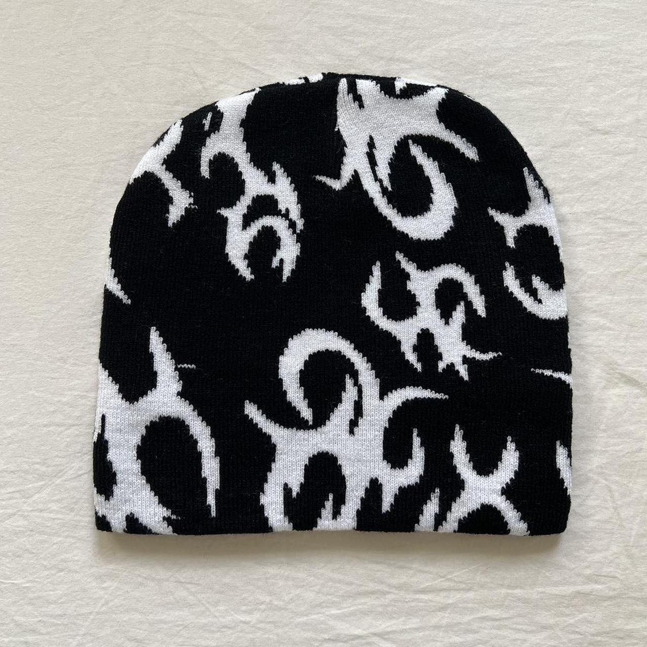 JNCO × Vintage y2k 2000s grunge emo black tribal fire affliction beanie Size ONE SIZE - 1 Thumbnail