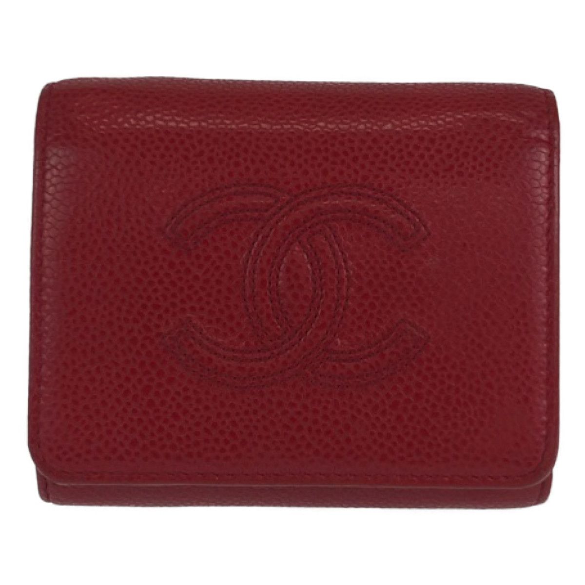 Chanel Chanel Chanel Caviar Skin Tri-Fold Wallet Compact 404277 Leather Short Wallet 404277 in Very Good Condition Size ONE SIZE - 1 Thumbnail